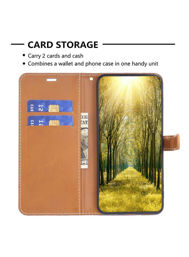 S-TOP Case For Samsung Galaxy A55 Color Block Denim Texture Leather Phone Case - Image 4