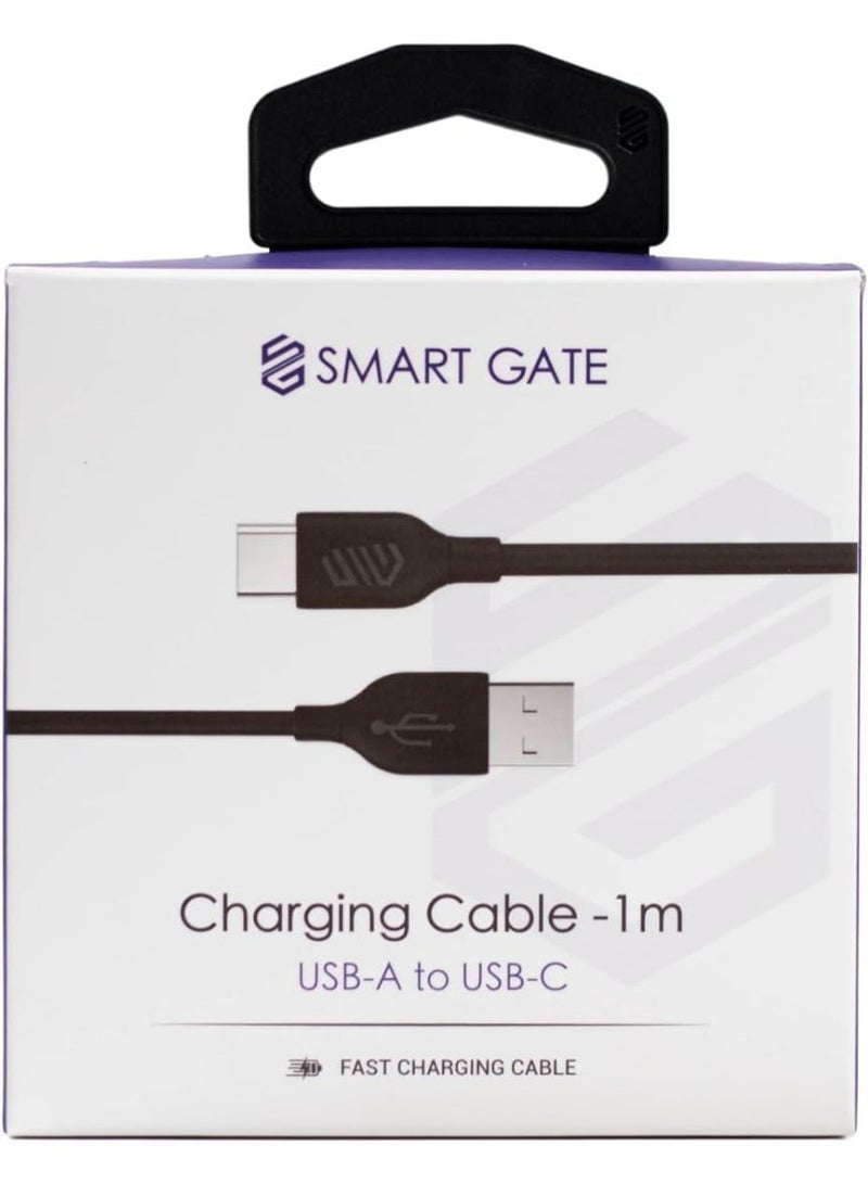 Smart Gate Cable SGCA-PACF100B PVC USB-A to USB-C Fast, Shielded 1m Black - Image 1