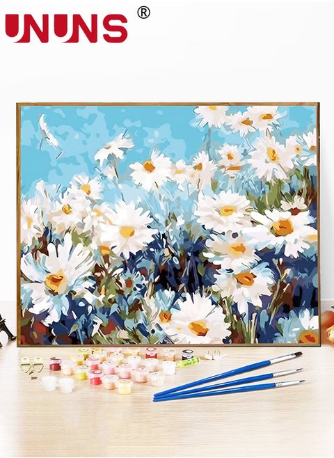 DIY Paint by Number For Adults,15.7" x 19.7" Flowers Acrylic Paints By Numbers For Adults Beginner Kids Color Painting By Numbers On Canvas With Brushes Daisy Paint By Numbers For Kids Ages 8-12