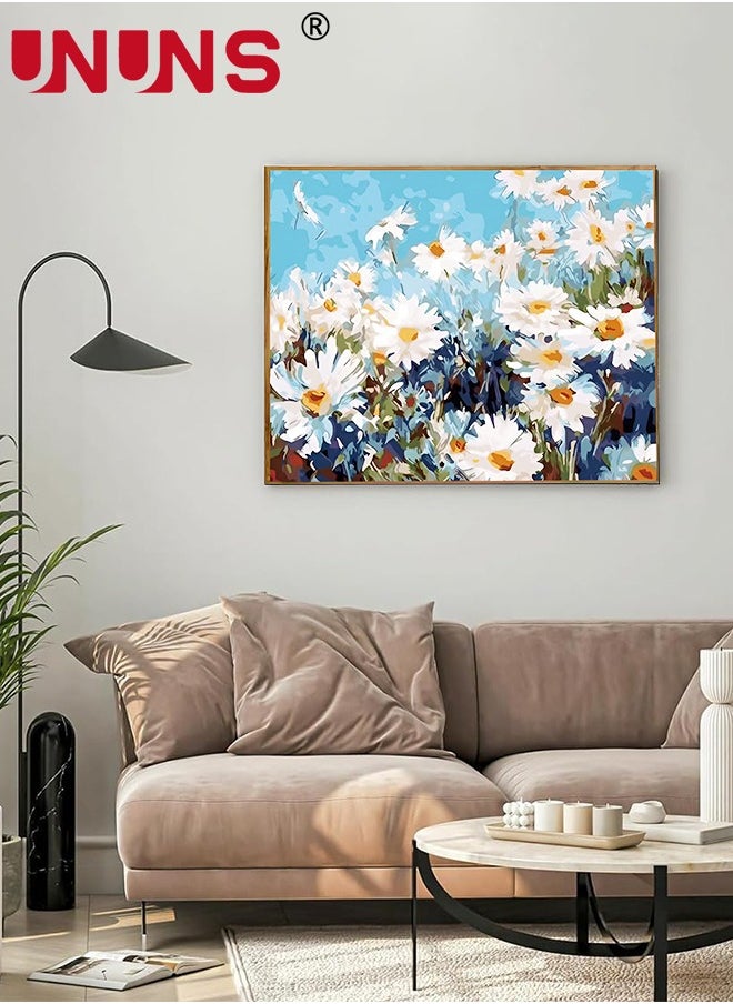 UNUNS - DIY Paint by Number For Adults,15.7" x 19.7" Flowers Acrylic Paints By Numbers For Adults Beginner Kids Color Painting By Numbers On Canvas With Brushes Daisy Paint By Numbers For Kids Ages 8-12 - Image 1