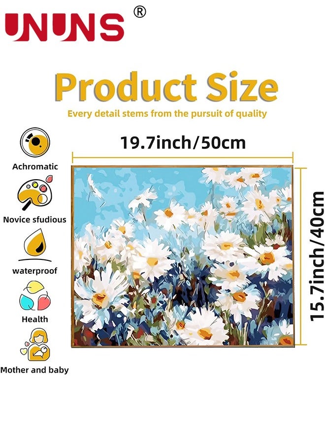 UNUNS - DIY Paint by Number For Adults,15.7" x 19.7" Flowers Acrylic Paints By Numbers For Adults Beginner Kids Color Painting By Numbers On Canvas With Brushes Daisy Paint By Numbers For Kids Ages 8-12 - Image 1