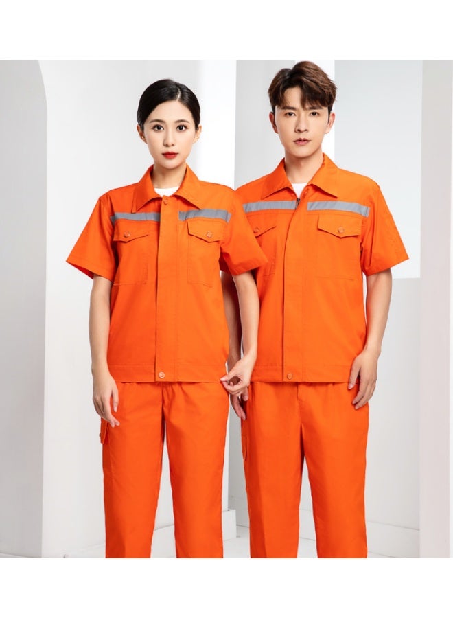 NIBEMINENT Unisex Summer Work Uniform Set Lightweight Short Sleeve Shirt Pants Coverall Stain Abrasion Resistance for Auto Repair Shops - Image 1