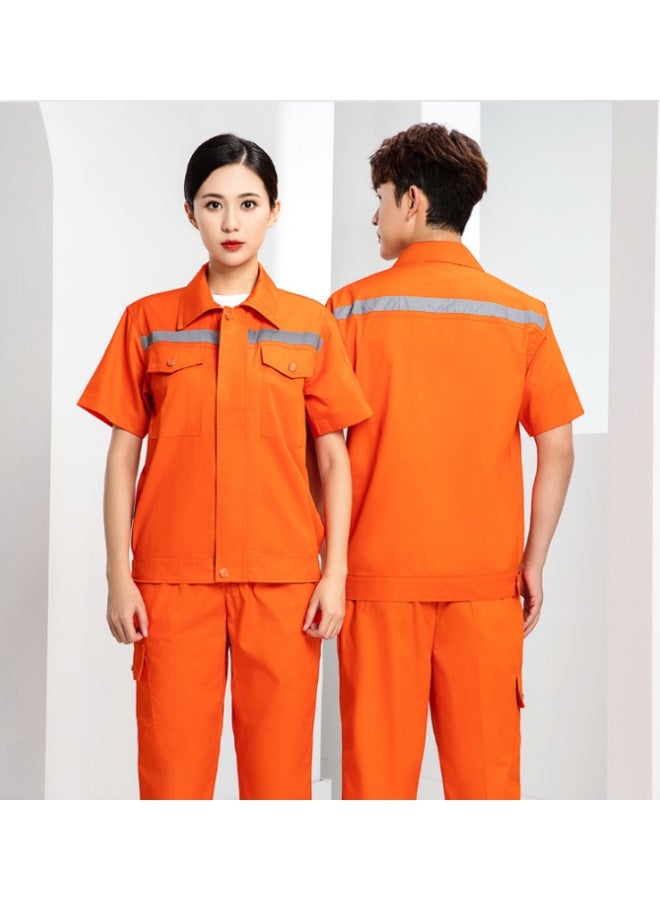 NIBEMINENT Unisex Summer Work Uniform Set Lightweight Short Sleeve Shirt Pants Coverall Stain Abrasion Resistance for Auto Repair Shops - Image 2