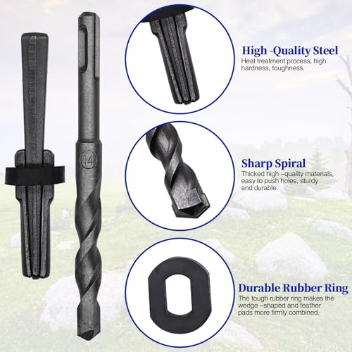 Csdtylh 6PCS Rock Splitting Wedges and 1PCS Rotary Hammer Drill Bit, Wedge and Feather Shims, Stone Splitter Tools for Granites, Concretes, Boulders, Volcanic Rocks, Limestone Rocks - Image 3