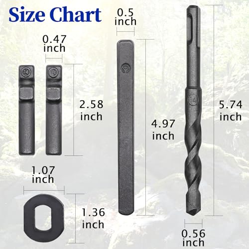 Csdtylh 6PCS Rock Splitting Wedges and 1PCS Rotary Hammer Drill Bit, Wedge and Feather Shims, Stone Splitter Tools for Granites, Concretes, Boulders, Volcanic Rocks, Limestone Rocks - Image 2