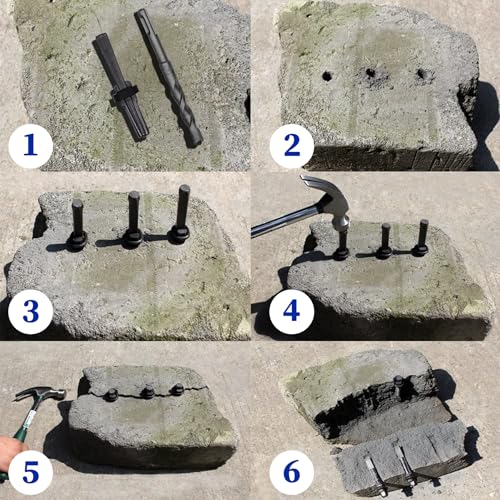 Csdtylh 6PCS Rock Splitting Wedges and 1PCS Rotary Hammer Drill Bit, Wedge and Feather Shims, Stone Splitter Tools for Granites, Concretes, Boulders, Volcanic Rocks, Limestone Rocks - Image 4