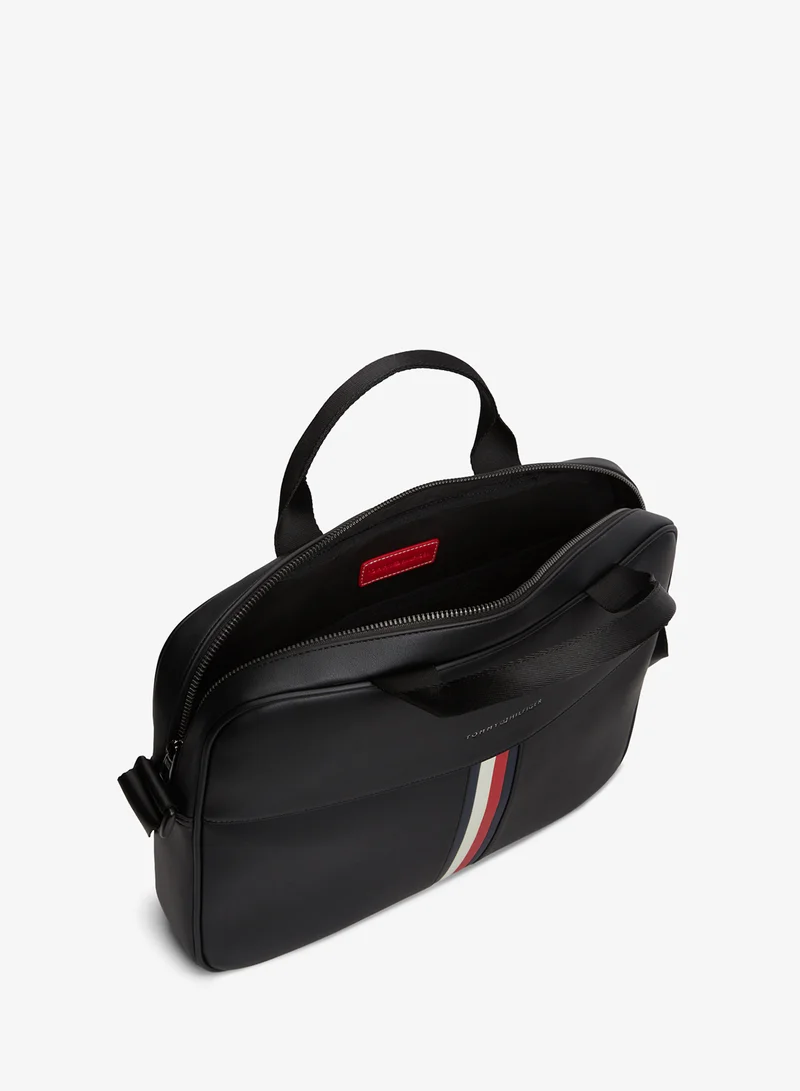 Tommy Hilfiger Black Signature Tape Crossbody Laptop Bag for Men | Best Price UAE