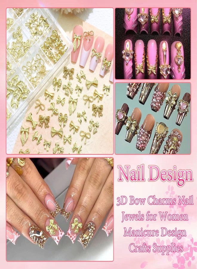 BELICEY 120Pcs 3D Bow Nail Charms, 12Styles Gold Bows Nail Art Charms, Alloy Bowknot Charms for Acrylic Nails, Cute Golden Bow Nail Jewelry for Nails Design Manicure Crafts - Image 5