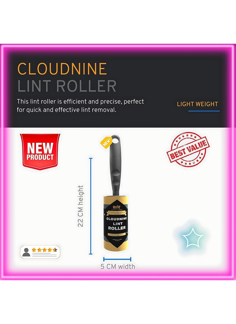 CLOUD NINE Cloudnine Lint Remover Lint Roller Sticky Picker Cleaner Lint Remover Clothes Carpet Dog Fur Sweater Dust Dirt Pet Hair 40 Sheets Pack of 1 4 Rolls Grey  - Image 3