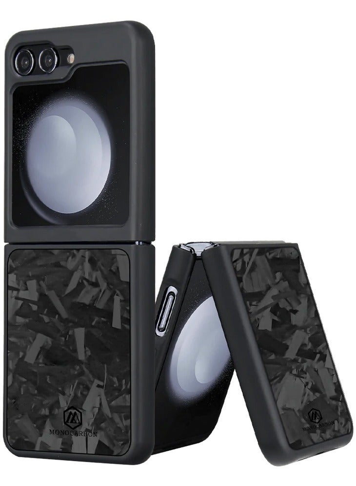 MONOCARBON Real Forged Carbon Fiber for Samsung Galaxy Z Flip 5 Case Cover [MagSafe Compatible] Military Grade - Matte Black