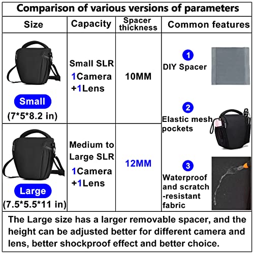 CADeN DSLRSLR Camera Shoulder Bag Case with Adjustable Shoulder Strap Compatible for Nikon Canon Sony Mirrorless Cameras Waterproof Small - Image 3