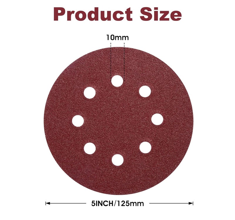 S SATC 150 PCS Sanding Discs 80 Grit Hook and Loop 5 Inch 8 Hole Adhesive Sandpaper for Woodworking and Automotive - Image 5