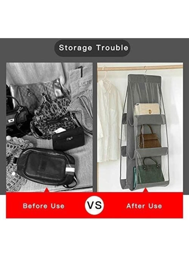 Hanging Handbag & Purse Organizer with 6 Clear Pockets – Over-the-Door Storage Solution for Closet and Wardrobe – Durable Black Organizer for Purses, Clutches,  Accessories, and Small Essentials - Image 5