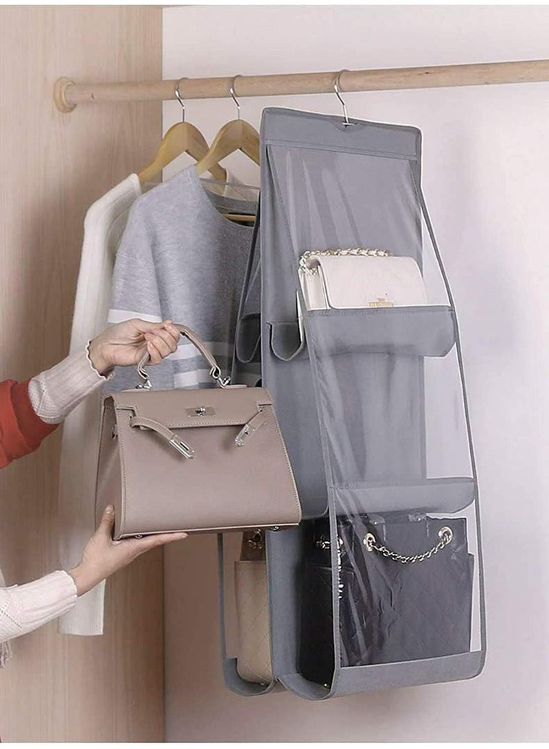 Hanging Handbag & Purse Organizer with 6 Clear Pockets – Over-the-Door Storage Solution for Closet and Wardrobe – Durable Black Organizer for Purses, Clutches,  Accessories, and Small Essentials - Image 2