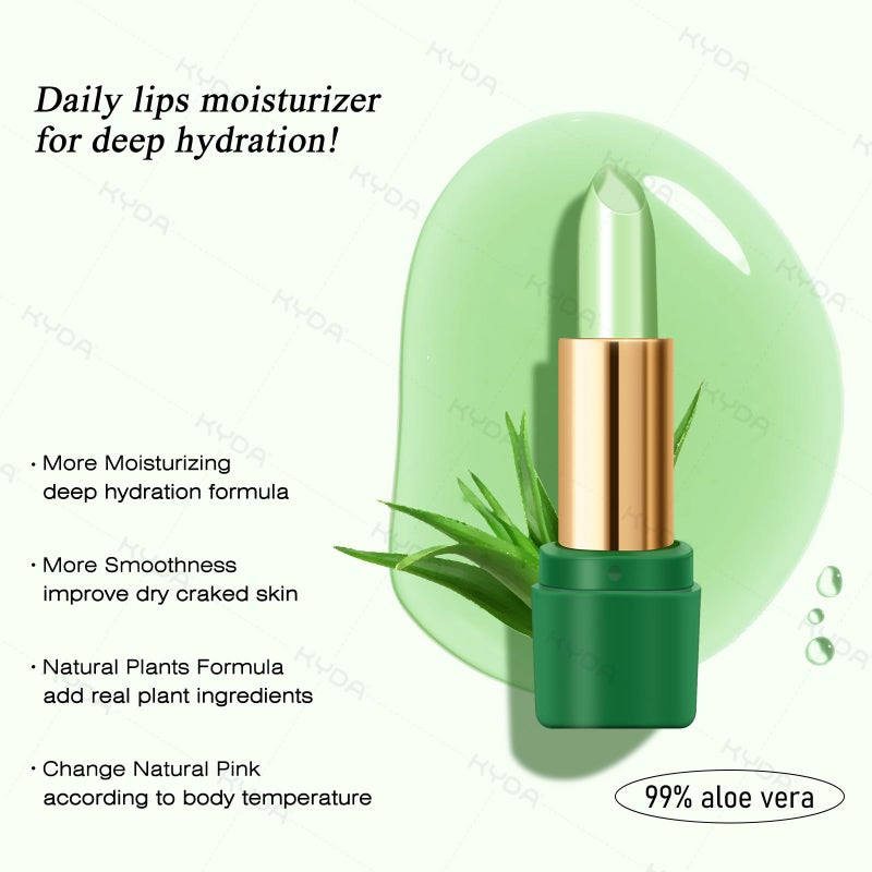 Ownest 3 Pcs Aloe Vera Lipstick, Magic Temperature Color Change Lipstick Lip Blam Moisturizing Long Lasting Lip Makeup, update packing Beauty - Image 3