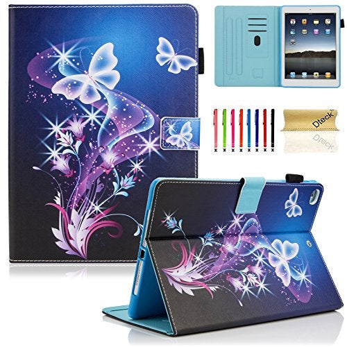 Dteck PU Leather Folio Smart Cover for iPad 9.7 inch 2018 2017/iPad Air 1 2, Auto Sleep Wake Stand Wallet Case for Apple iPad 6th/5th Gen, Purple Butterfly - Image 1