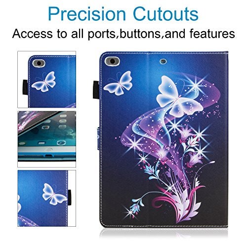 Dteck PU Leather Folio Smart Cover for iPad 9.7 inch 2018 2017/iPad Air 1 2, Auto Sleep Wake Stand Wallet Case for Apple iPad 6th/5th Gen, Purple Butterfly - Image 4