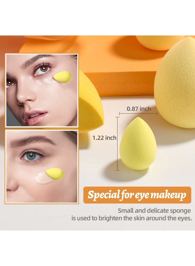 BS Mall Makeup Sponge Set Blender Sponges 7 Pcs for Liquid, Cream, and Powder, Multi-colored with 1 Mini Makeup Sponge Pink (D-Yellow) - Image 5