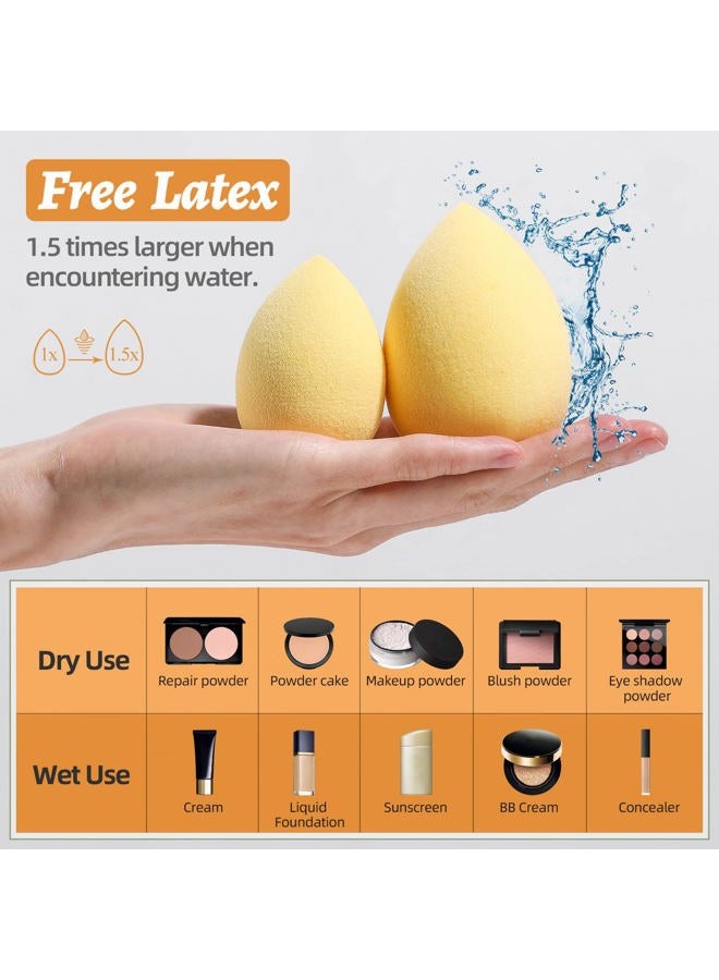 BS Mall Makeup Sponge Set Blender Sponges 7 Pcs for Liquid, Cream, and Powder, Multi-colored with 1 Mini Makeup Sponge Pink (D-Yellow) - Image 3
