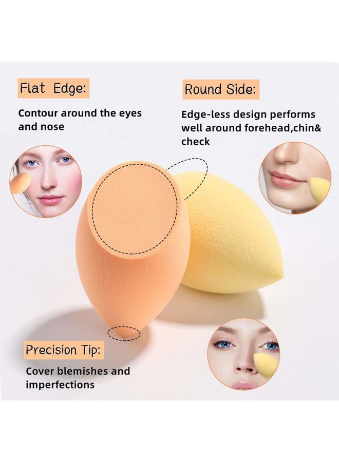 BS Mall Makeup Sponge Set Blender Sponges 7 Pcs for Liquid, Cream, and Powder, Multi-colored with 1 Mini Makeup Sponge Pink (D-Yellow) - Image 2
