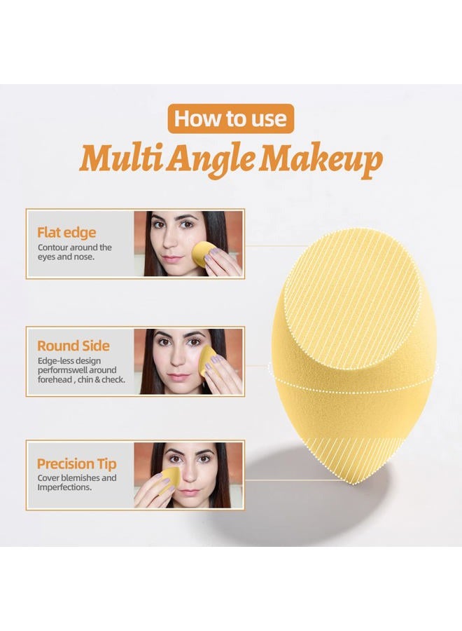 BS Mall Makeup Sponge Set Blender Sponges 7 Pcs for Liquid, Cream, and Powder, Multi-colored with 1 Mini Makeup Sponge Pink (D-Yellow) - Image 4