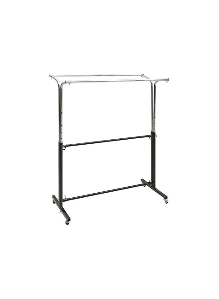 Adjustable Clothes Drying Stand Large Capacity With Wheels Heavy Duty Double Rail Extendable Rods - Image 4