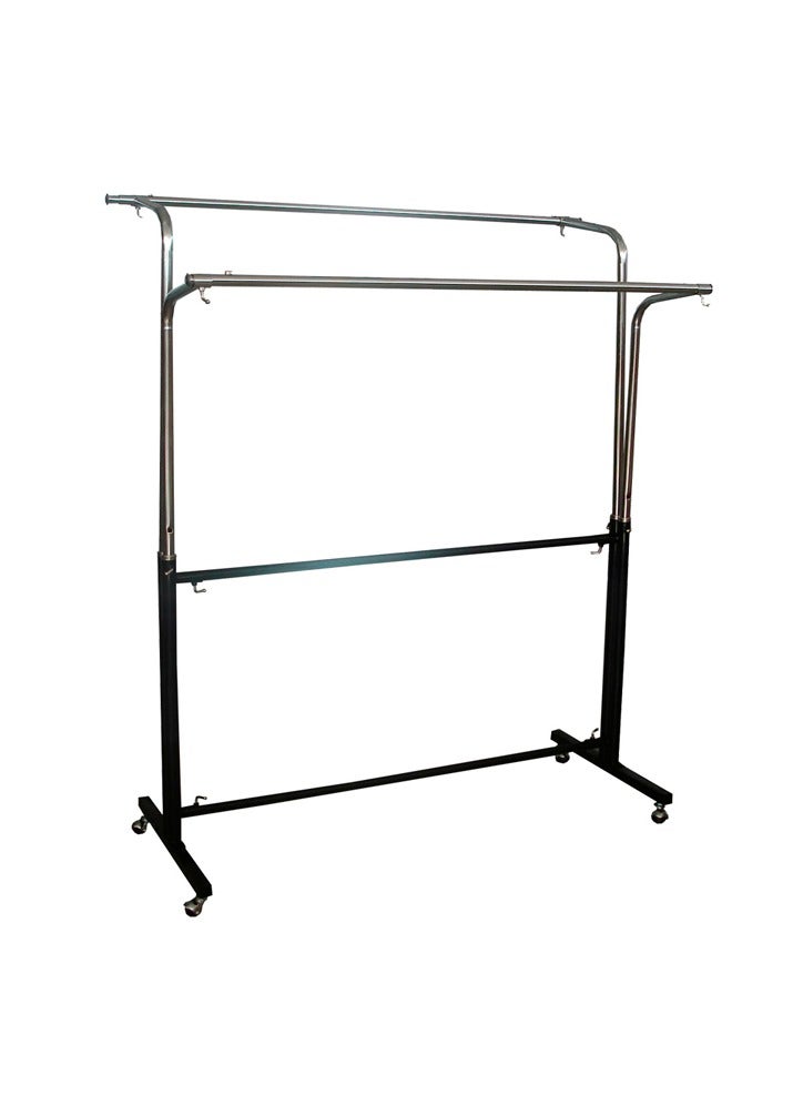 Adjustable Clothes Drying Stand Large Capacity With Wheels Heavy Duty Double Rail Extendable Rods - Image 2
