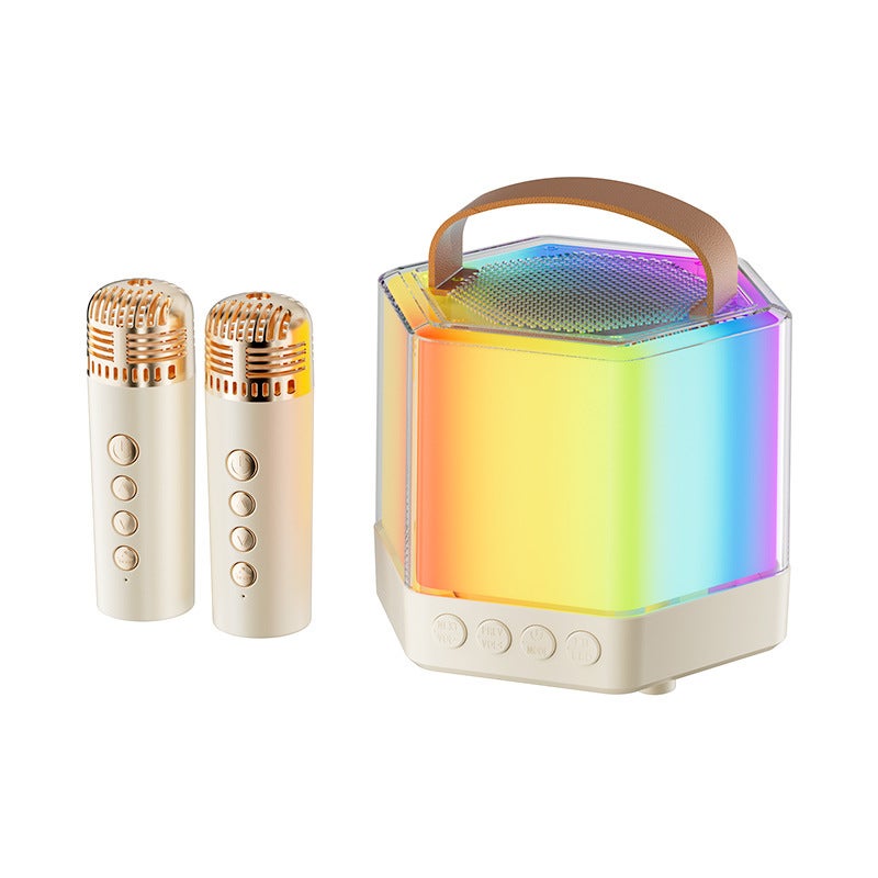 K30 Wireless Bluetooth Speaker Colorful Lights Karaoke Q7 Audio-White 