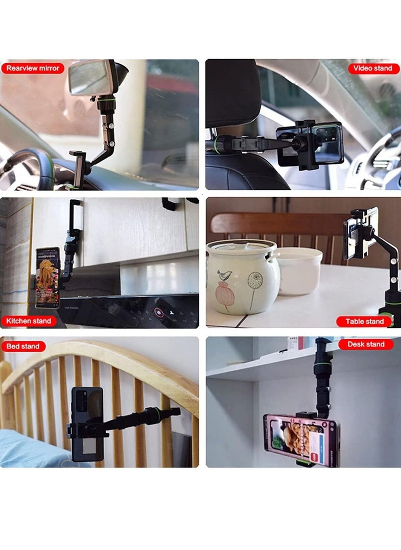 ELTRAZONE Multifunctional Rearview Mirror Phone Holder with 360° Rotation and 3-in-1 Charging Cable - Image 2