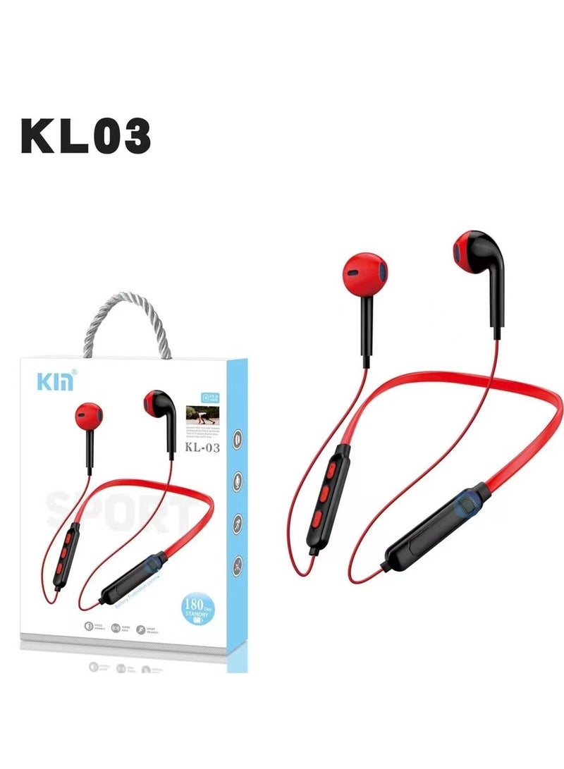 KIA Red Neckband Bluetooth Headphones, Bluetooth 5.0 Wireless Headphones 80Hrs Extra Long Playtime Stereo Bass in-Ear Headsets with Mic, IPX6 Waterproof Earbuds, Neckband Earphones for Sport, Business - Image 1
