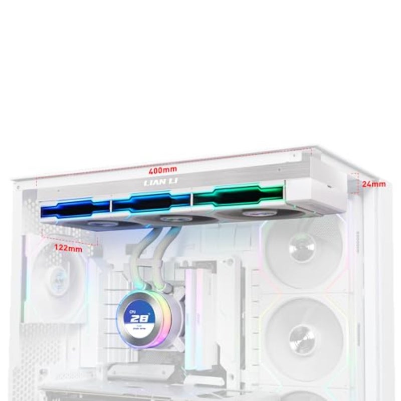 Hydroshift II 360 RGB Liquid CPU Cooler for desktop PCs, white plastic and aluminum, white color, 360mm AIO with 3x 120mm RGB fans, 2.1 IPS LCD screen, 3 control modes, flexible tube clamp, compatible with LGA 1851/1700 and AMD AM5/AM4 - Image 3