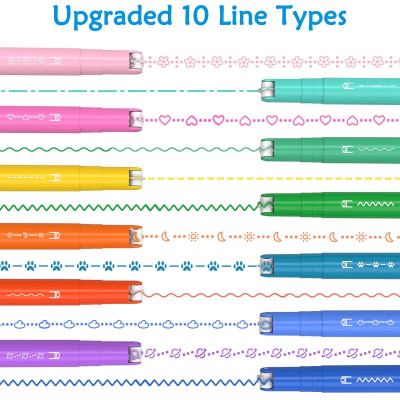 AECHY 12Pcs Dual Tip Markers Pens for Note Taking, Curve Highlighter with 10 Different Curv Shapes & 12 Colors Fine Lines, Colored Curve Pen for Students,Planners,Teachers, Scrapbook Supplies - Image 2