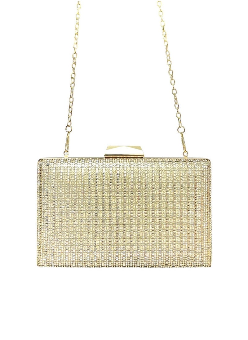 Vbranda - Crystal Evening Clutch Bag with Chain Strap VS-32-GOLD - Image 1