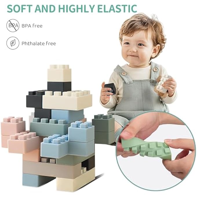SILICONE BLOCKS SOFT BUILDING BLOCKS, MONTESSORI EDUCATIONAL TOY SOFT BLOCKS FOR BABY, SENSORY STACKING TOYS FOR PRESCHOOL LEARNING FOR BABY OVER 3 YEARS OLD, 20PCS - Image 4
