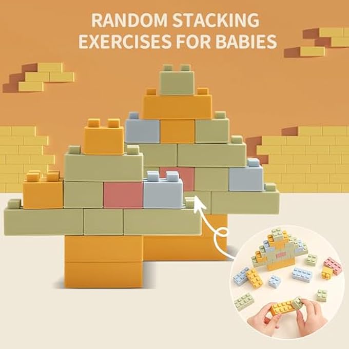 SILICONE BLOCKS SOFT BUILDING BLOCKS, MONTESSORI EDUCATIONAL TOY SOFT BLOCKS FOR BABY, SENSORY STACKING TOYS FOR PRESCHOOL LEARNING FOR BABY OVER 3 YEARS OLD, 20PCS - Image 5