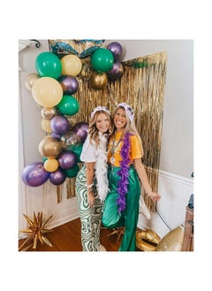 YAHPERN Mardi Gras Headband Accessories For Women Beaded Nola Fleur De Lis Crown Mask Headband Jeweled Crystal Knotted Headband Fat Tuesday Carnival Parade Mardi Gras Hair Accessories Outfits (Mardi Gras 1)  - Image 3