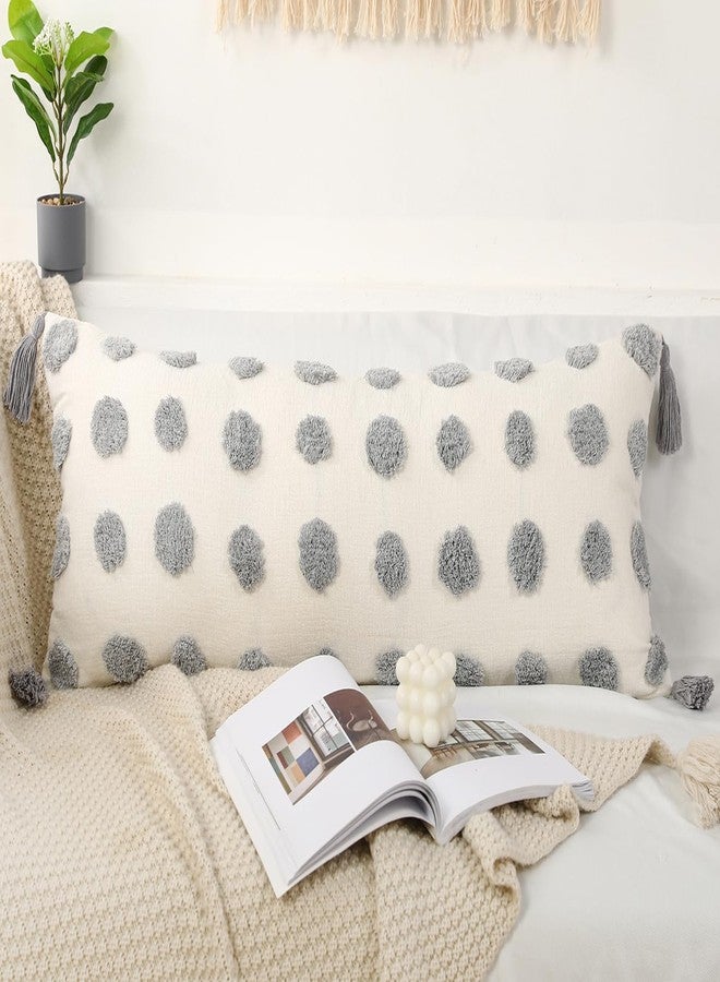 PANOD Decorative Long Lumbar Pillow Cover 14x36 Boho,Super Soft Chenille Extra Long Lumbar Pillow Case Cover with Tassel for Bed Sofa Couch Farmhouse Livingroom,Grey,Modern Skinny - Image 4