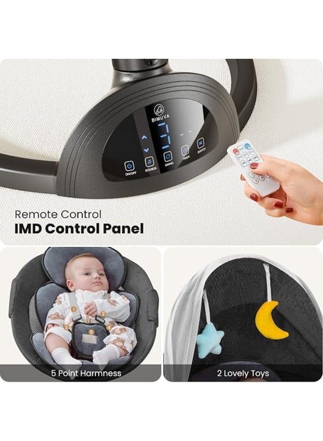 Bluetooth Electric Baby Swing and Portable Bouncer with Music Speaker, 5 Sway Speeds, 3 Seat Positions, and Remote Control for Indoor Use, Infants to Toddlers, Boy & Girl - Image 4