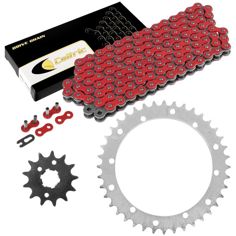 Caltric Red Drive Chain And Sprockets Kit Compatible with Yamaha Warrior 350 Yfm350X 19892004