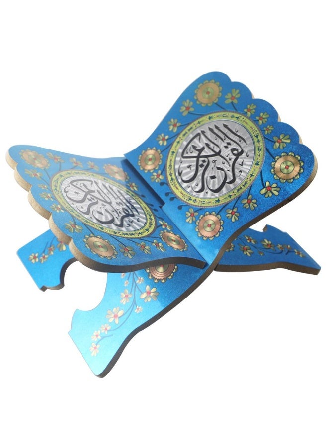 حامل قرآن خشبي باللون الأزرق - Image 2