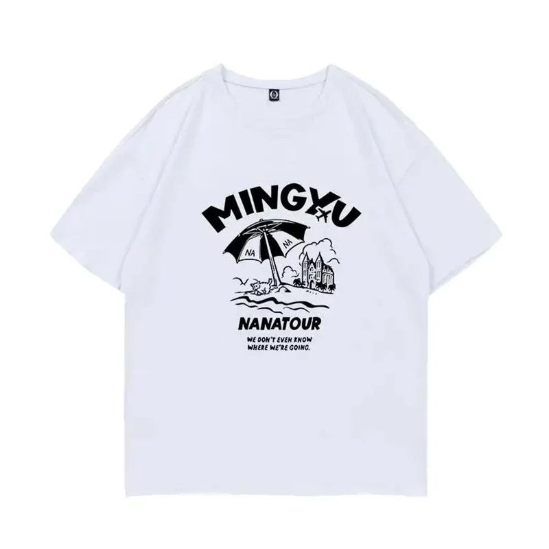 Summer Simple White Letter Print Short Sleeve Kpop Nanatour Women'S T-Shirt Y2K Women'S Cotton Top - Image 2