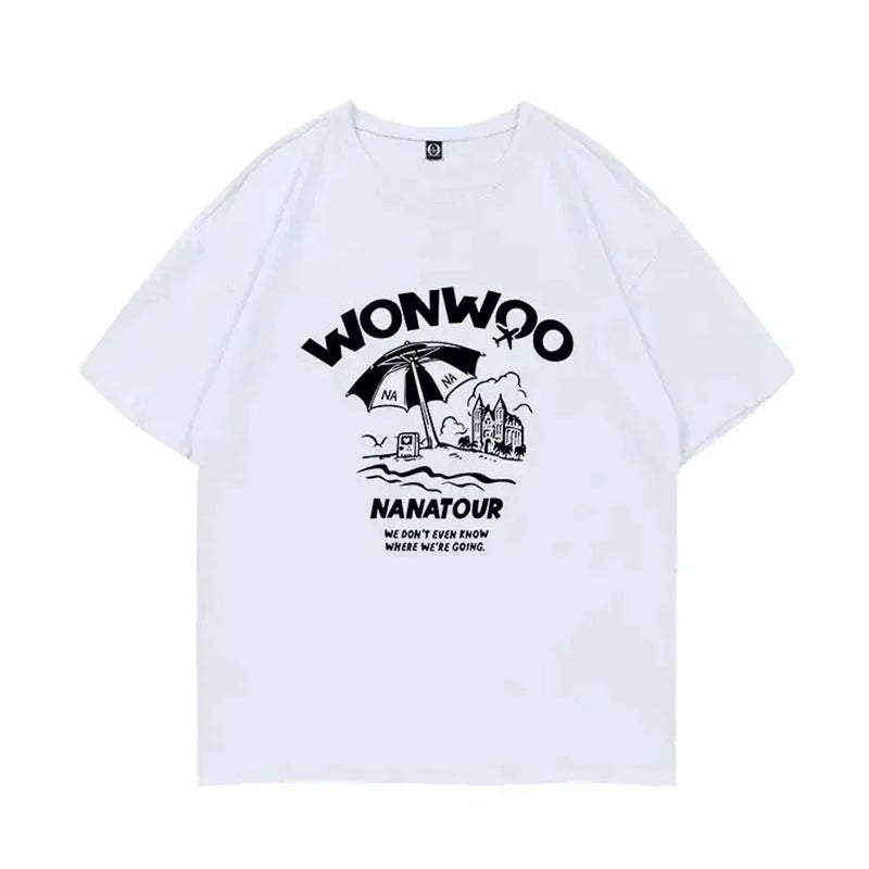 Summer Simple White Letter Print Short Sleeve Kpop Nanatour Women'S T-Shirt Y2K Women'S Cotton Top - Image 3