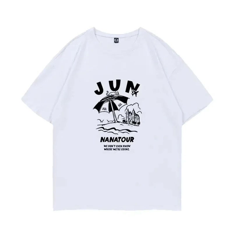 Summer Simple White Letter Print Short Sleeve Kpop Nanatour Women'S T-Shirt Y2K Women'S Cotton Top - Image 5