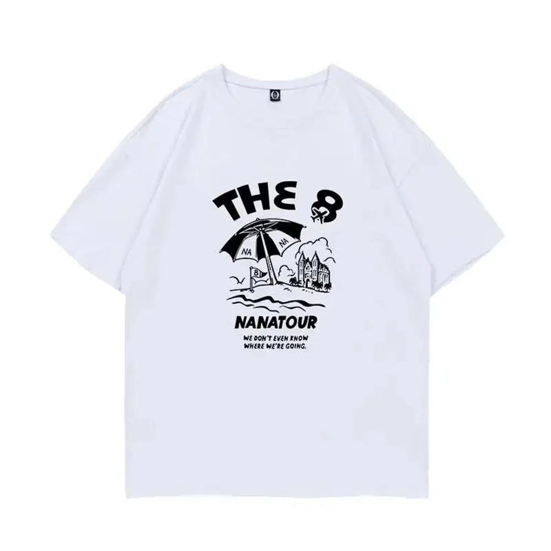 Summer Simple White Letter Print Short Sleeve Kpop Nanatour Women'S T-Shirt Y2K Women'S Cotton Top - Image 4