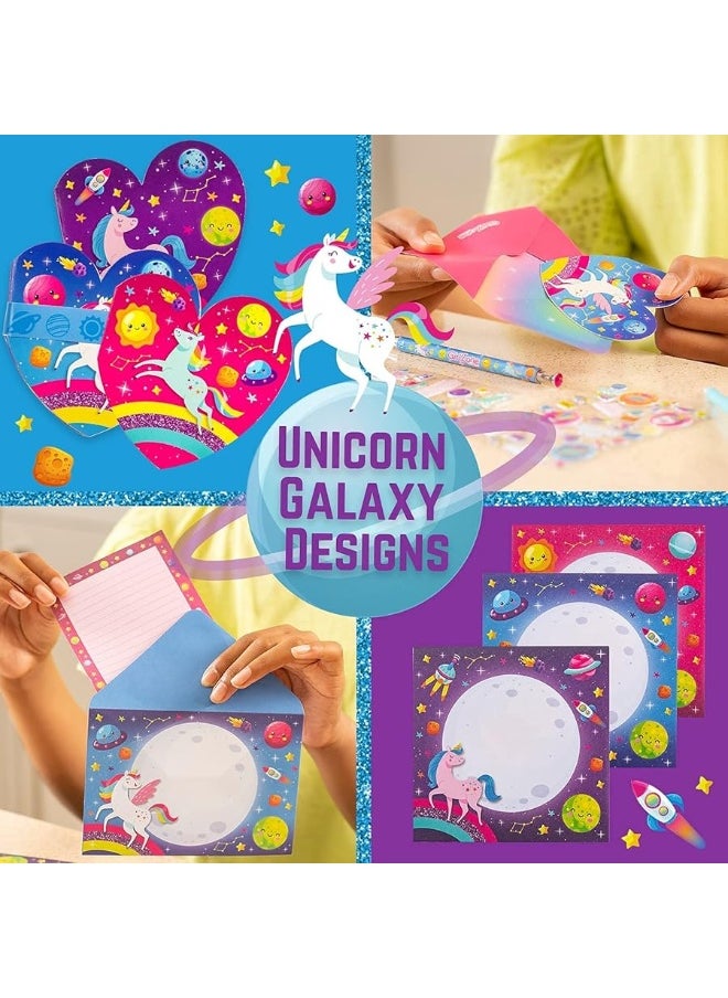GirlZone GirlZone Unicorn Cosmic Galaxy Writing Set for Girls, 45-Piece Letter Writing Kit for Creative Girls, Magical Unicorn Gift for 10 Year Old Girl  - Image 3