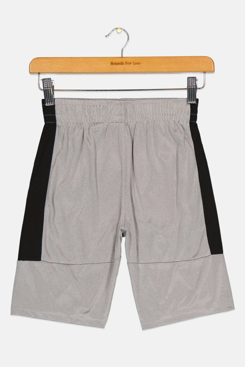 PUMA Kids Boy Pull On Brand Logo Outdoor Shorts, Light Grey - Image 2