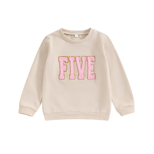 Lamuusaa Toddler Baby Girl Boy Birthday Outfit One/Two/Three/Four/Five/Six Embroidery Sweatshirt Shirts Birthday Gift - Image 1