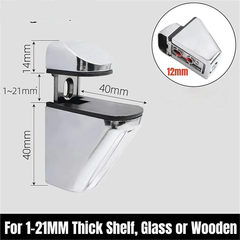 Adjustable Glass Clamp Bracket With Anti Slip Pads Silver 2pcs For Bathroom Shelves - Image 3