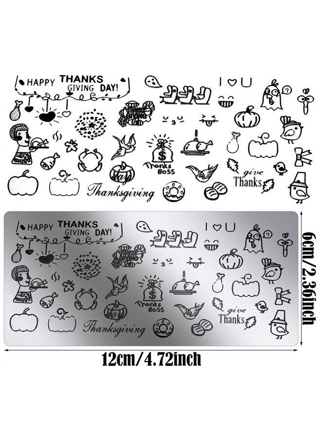 6 Pieces Thanksgiving Stamping Plates Fall Nail Stamping Plates Nail Stamper Templates Nail Design Stamps Stencils for Nail Design Decoration