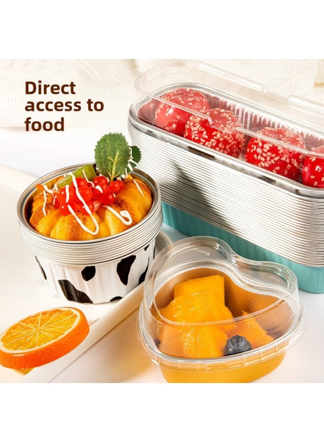 Cake Baking Box Disposable Tin Paper Box Aluminum Foil Box Egg Tart Lamp Baking Pudding Cup Baking Egg Air Fryer-Specifications:W166-200ml Blue-Color:Box Without Lid